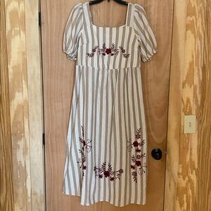 neutral beige striped dress size large